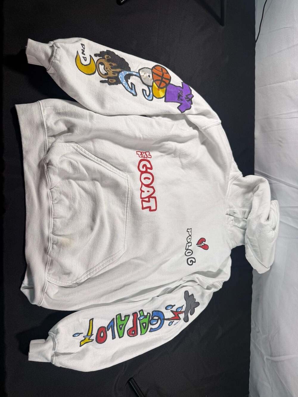 Polo G The Goat Merch White Graphic Hoodie Size Medium